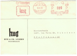 Schweiz/Suisse: Briefumschlag - HUG & CO. Luzern - Musikhaus, 1963, 2 Scans - Affranchissements Mécaniques