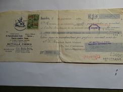 Timbre Fiscal Pérforé Sur Reçu Battaille Frères à Basècles(Belgique).-1938- - Documents