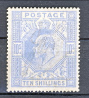 UK Edward VII 1902 N. 120 - 10 Scellini Azzurro Fil. Ancora N. 9 MLH Cat. € 1000 - Non Classificati