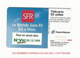 12 / 95  F614  SFR  MONDE SANS FIL  50 U  SC7     UTILISÉE   603742210 / C5C055498 - Varietà