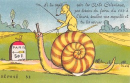 Fantaisie  Carte A Système.  Multivues A Dépliant   Escargot   Arts Coloniaux. - A Systèmes