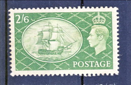 UK Giorgio VI 1951 N. 256 S. 2,6 Verde MNH GO Catalogo € 10 - Zonder Classificatie