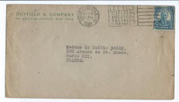 1599 - Lettre Letter 1928 DUFFIELD COMPANY Madison Avenue New York - Flamme Let's Go Citizens Military - Poststempel