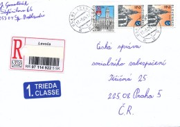 L1229 - Slovakia (2004) 054 01 Levoca (R-letter) Tariff: 54,00 SKK (stamp: City Komarno, City Nitra) - Lettres & Documents