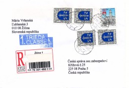 L1233 - Slovakia (2004) 010 01 Zilina 1 (R-letter) Tariff: 54,00 SKK (stamp: City Komarno, 4x Dubnica Nad Vahom) - Cartas & Documentos