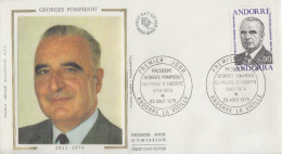 Enveloppe  FDC  1er  Jour  ANDORRE   Président   Georges   POMPIDOU   1975 - FDC