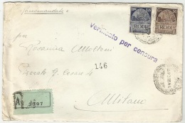 Greece 1941 Italian Occupation Of Rhodes - Rodi (Egeo) Registered & Censored Cover - Dodécanèse