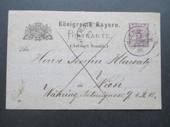 AD Bayern 1888 Ganzsache (Antwort Bezahlt) Frageteil Nach Wien! Vermerk: Dringend. Expreß / Eilbote?! Interessante Karte - Entiers Postaux