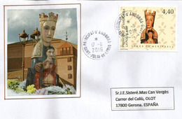 Nostra Senyora De Meritxell (Sainte Patronne De L'Andorre), Sur Lettre Adressée En Espagne - Storia Postale