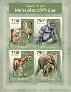 Togo 2013, Animals, Ghepard, Gorilla, Elephants, 4val In BF - Gorilles