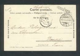 VAUD - VERRIERES - Cachet Linéaire De Gare Et Ambulant N° 9 - 10 Fev 1904 - TB CPA Gare Des Verrieres - Ferrocarril