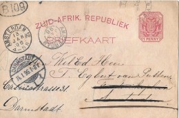 SOUTH AFRICA → 1896 Prepaid Printed Postcard To Germany - Multiple Cancels - Unclassified