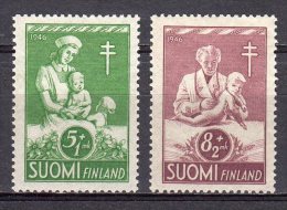 (S0614) FINLAND, 1946 (Anti-Tuberculosis Issue). Complete Set. Mi ## 326-327. MNH** - Unused Stamps