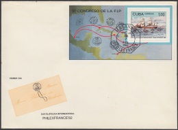 1982-FDC-39 CUBA. FDC. 1982. HF. EXPO FILATELICA INTERNACIONAL FRANCE PHILATELIC EXPO FRANCIA BARCOS SHIPS MARITIM MAIL - FDC