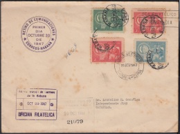 1947-FDC-80 CUBA REPUBLICA. 1947. FDC. RETIRO DE COMUNICACIONES. COMMUNICATION RETIRE SET. VIOLET CANCEL. - FDC