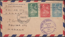 1947-FDC-79 CUBA REPUBLICA. 1947. FDC. RETIRO DE COMUNICACIONES. COMMUNICATION RETIRE SET. VIOLET CANCEL. - FDC