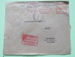 Romania 1949 Registered Cover Bucarest To Holland - Machine Franking - Bank - Covers & Documents