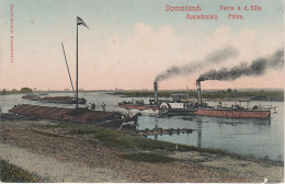 AK Dommitzsch Elbe Ausladeplatz Hafen Dampfer Fähre Lastkahn A Torgau Bad Düben Schmiedeberg Prettin Eilenburg Mockrehna - Bad Dueben