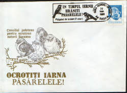 Romania- Occasional Envelope 1989 G.Humor- Birds - Protected Birds In Their Winter By Feeding,Titmouse Of Bradet (forest - Werbestempel
