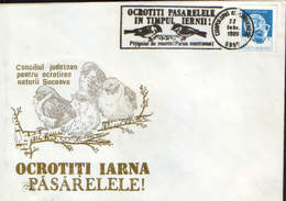 Romania- Occasional Envelope 1989 C-lung Md. - Protect Winter Birds - Titmouse Mountain (parus Montanus) - Oblitérations & Flammes
