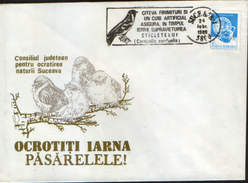 Romania- Occasional Envelope 1989 Suceava - Birds - Feed Birds In Winter - Goldfinch ( Carduelis Carduelis) - Oblitérations & Flammes