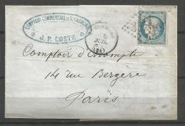 France - F1/088 - Type Cérès Siège De Paris - N°37 Sur Lettre Obl.GC3540 ST CHAMOND Vers Paris Du 5/7/71 - 1870 Assedio Di Parigi