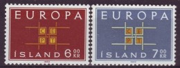 Iceland 1963 Europa-CEPT United Europe Europa Issue Stylized Links Link Art Stamps Sc 357-358 Michel 373-374 - Unused Stamps