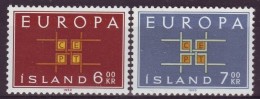 Iceland 1963 Europa-CEPT United Europe Europa Issue Stylized Links Link Art Stamps Sc 357-358 Michel 373-374 - Nuevos