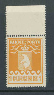 GROENLAND - 1930 -  COLIS POSTAUX - Yvert 8 NEUF ** LUXE / MNH - 1Kr. Ocre - Facit P11, Michel 11A - Spoorwegzegels