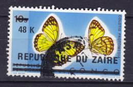 Zaire 1977 Mi. 544   48 K Auf 10 S Schmetterling Butterfly Papillon Overprinted - Usados