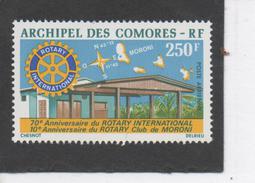Comores -  Rotary International : 70 Ans - Rotary Club De Moroni : 10 Ans - - Poste Aérienne