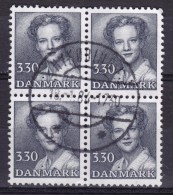 Denmark 1984 Mi. 794     3.30 Kr Queen Königin Margrethe II 4-Block Deluxe NYKØBING F. Cancel !! - Blokken & Velletjes