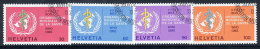 SWITZERLAND: WHO 1975 Emblem Set Of 4 In Blocks Of 4, Cancelled.  Michel 36-39 - Service