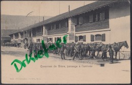 Schweizer Militär: AK: Kaserne Bière, Pflege Der Pferde Bei Der Ankunft,  Um 1903 - Other & Unclassified