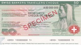 SPECIMEN BILLETE DE SUIZA DE 50 FRANCS SWISS BANKERS TRAVELLERS CHEQUE  SIN CIRCULAR-UNCIRCULATED (BANKNOTE) - Suisse