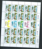 Tonga Niuafo´ou 1991 Christmas Coconut Tree Set 2 In Full Sheets Of 20 With Labels And Margins Specimen Overprint MNH - Tonga (1970-...)