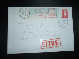 LETTRE TP MARIANNE DE BRIAT TVP ROUGE OBL.17-5-1994 THOIRY (78 YVELINES) + VIGNETTE G02 à 0001,60 - 1989-1996 Marianne Du Bicentenaire