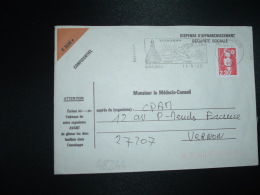 LETTRE DISPENSE D'AFFRANCHISSEMENT SECURITE SOCIALE + TP MARIANNE DE BRIAT 2,39 OBL.MEC.11-4-1990 VIDAUBAN (83 VAR) - 1989-1996 Marianna Del Bicentenario