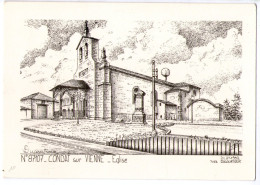 CPM   87  ILLUSTRATEUR  YVES DUCOURTIOUX    CONDAT SUR VIENNE     L EGLISE - Condat Sur Vienne