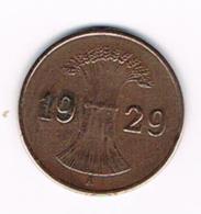°°° WEIMAR REPUBLIC  1 REICHSPFENNIG  1929 A - 1 Renten- & 1 Reichspfennig