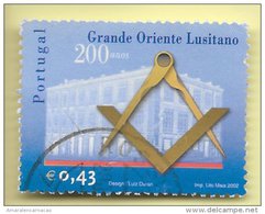 TIMBRES - STAMPS - PORTUGAL - 2002 - 200 ANS LA GRANDE ORIENTE LUSITANO - TIMBRE OBLITÉRÉ - Used Stamps
