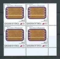 Tonga 2012 Education & Penmanship $3 Block Of 4 MNH - Tonga (1970-...)