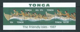 Tonga 1987 Canoe Race Miniature Sheet With Strip Of 4 Values Specimen Overprint MNH - Tonga (1970-...)