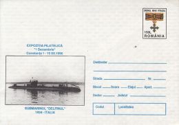 52390- DOLPHIN SUBMARINE, COVER STATIONERY, 1996, ROMANIA - Sous-marins