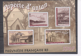 POLYNESIE Frse - Papeete D'antan : Maison, église, Voilier Accosté, Rue, Rue Ombragée - - Blocchi & Foglietti