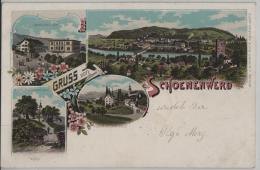 Gruss Aus Schoenenwerd Schönenwerd - Bühl Kirchplatz, Kleinkinderschule, Schulgebäude, Generalansicht - Farbige Litho - Schönenwerd