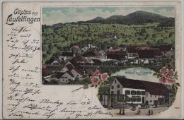 Gruss Aus Läufelfingen - Wirtschaft Zum Rosengarten Wilh. Strub, Bahn - Farbige Litho Gebr. Metz No. 6902 - Läufelfingen