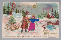 AK Motiv Samiklaus St.Klaus Weihnachten Präge-Litho - Saint-Nicholas Day