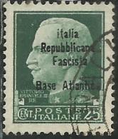 EMISSIONI LOCALI: BASE ATLANTICA 1943 CENT. 25c USATO USED OBLITERE' - Lokale/autonome Uitgaven