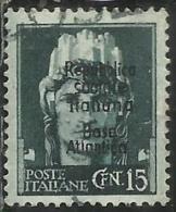 EMISSIONI LOCALI: BASE ATLANTICA 1944 CENT. 15c USATO USED OBLITERE' - Lokale/autonome Uitgaven